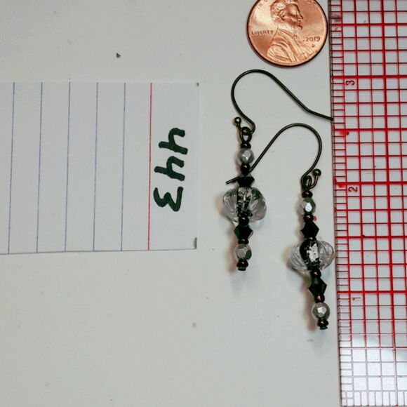 NEW Earrings foil center glass earrings victorian hatpin earrings flut 443#fs-s - Picture 4 of 5